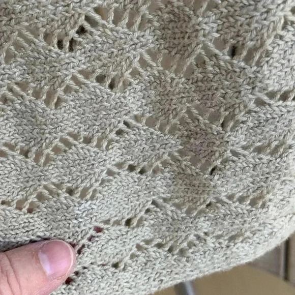 J Jill Pointelle Open Cardigan Sweater Linen Blend Size Medium Beige *READ - Picture 8 of 8